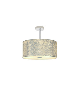 Baymont Polished Chrome 3 Light E27 Semi Flush Fixture With 40cm x 18cm Silver Leaf Shade-1