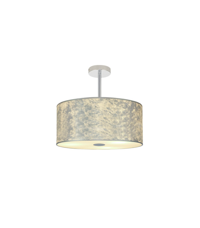 Baymont Polished Chrome 3 Light E27 Semi Flush Fixture With 40cm x 18cm Silver Leaf Shade-1
