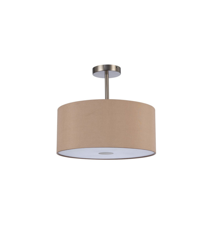 Baymont Satin Nickel 3 Light E27 Semi Flush With 40cm x 18cm Dual Faux Silk Shade Antique Gold/Ruby-4