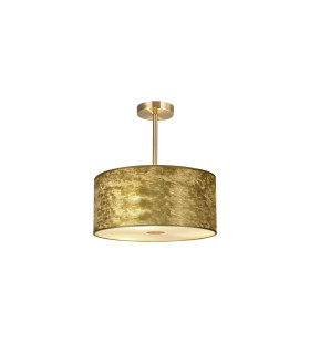 Baymont Antique Brass 3 Light E27 Semi Flush Fixture With 40cm x 18cm Gold Leaf Shade-1