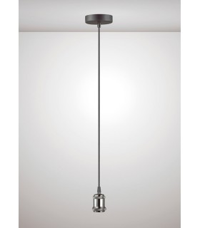 1.5m Suspension Kit 1 Light Gun Metal, Black Braided Cable, E27 Max 60W, c, w Ceiling Bracket - 2