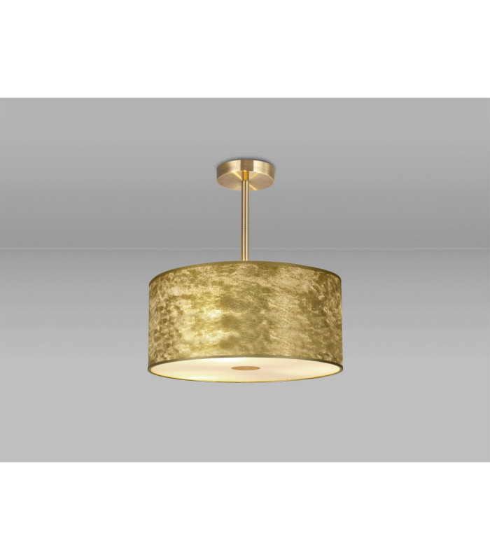 Baymont Antique Brass 3 Light E27 Semi Flush Fixture With 40cm x 18cm Gold Leaf Shade-2