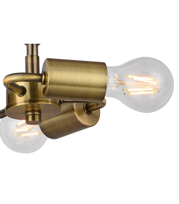 Baymont Antique Brass 3 Light E27 Semi Flush Fixture With 40cm x 18cm Gold Leaf Shade-5