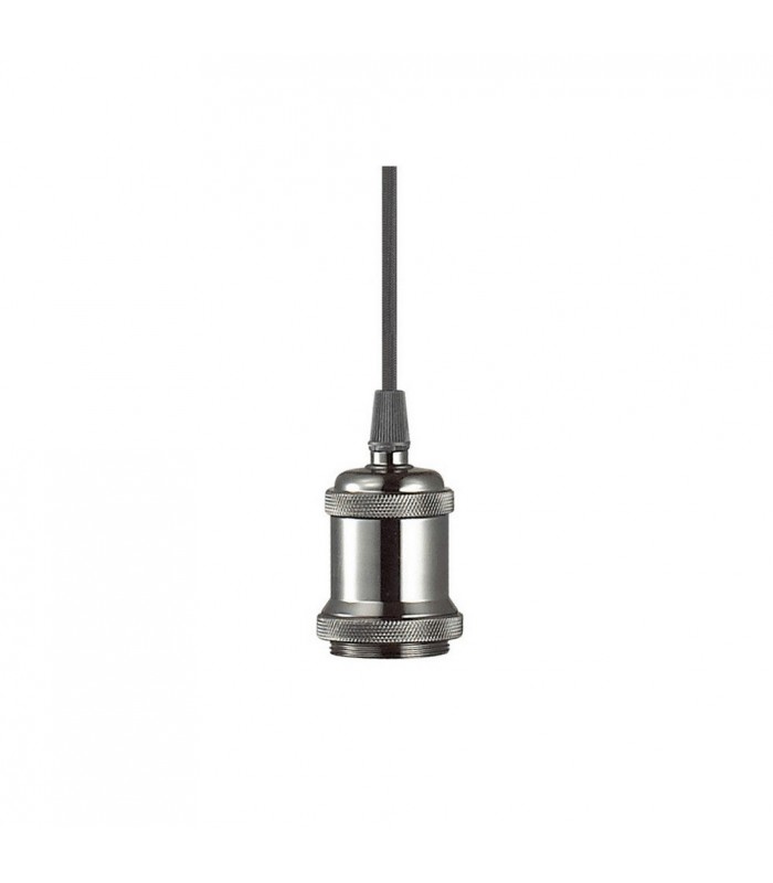 1.5m Suspension Kit 1 Light Gun Metal, Black Braided Cable, E27 Max 60W, c, w Ceiling Bracket - 5