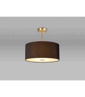 Baymont Antique Brass 3 Light E27 Semi Flush With 40cm x 18cm Faux Silk Shade Black/White Laminate-2