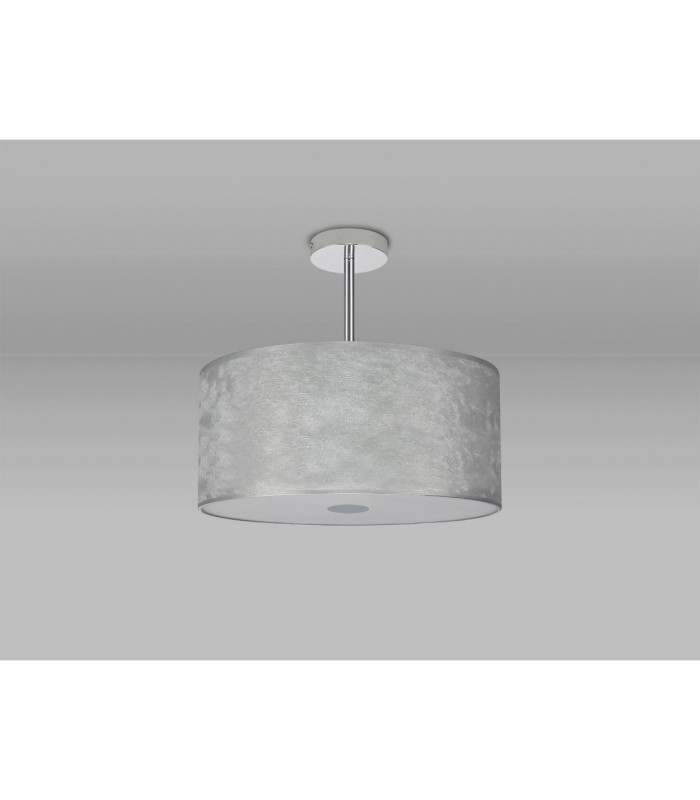 Baymont Polished Chrome 3 Light E27 Semi Flush Fixture With 40cm x 18cm Silver Leaf Shade-13