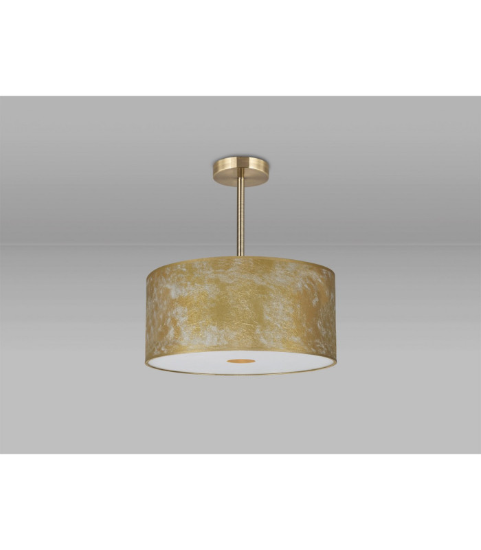 Baymont Antique Brass 3 Light E27 Semi Flush Fixture With 40cm x 18cm Gold Leaf Shade-13