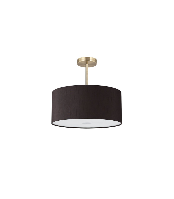 Baymont Antique Brass 3 Light E27 Semi Flush With 40cm x 18cm Faux Silk Shade Black/White Laminate-4
