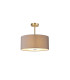 Baymont Antique Brass 3 Light E27 Semi Flush With 40cm x 18cm x 18cm Faux Silk Shade Grey/White Laminate-1