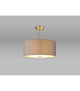 Baymont Antique Brass 3 Light E27 Semi Flush With 40cm x 18cm x 18cm Faux Silk Shade Grey/White Laminate-2