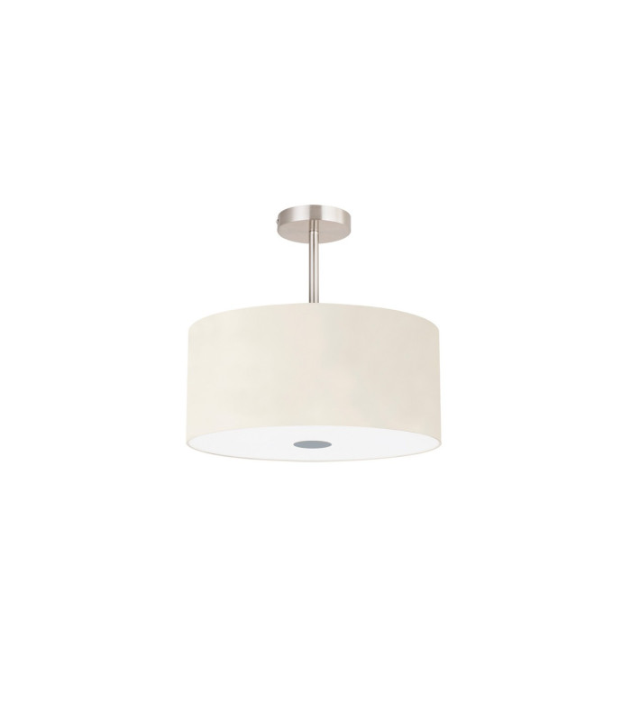 Baymont Satin Nickel 3 Light E27 Semi Flush With 40cm x 18cm Faux Silk Shade Ivory Pearl/White Laminate-4