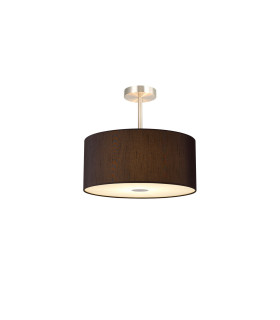 Baymont Satin Nickel 3 Light E27 Semi Flush With 40cm x 18cm x 18cm Faux Silk Shade Black/White Laminate-1