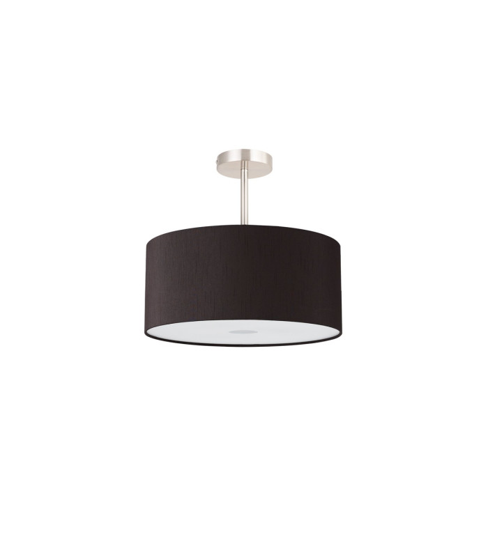 Baymont Satin Nickel 3 Light E27 Semi Flush With 40cm x 18cm x 18cm Faux Silk Shade Black/White Laminate-4
