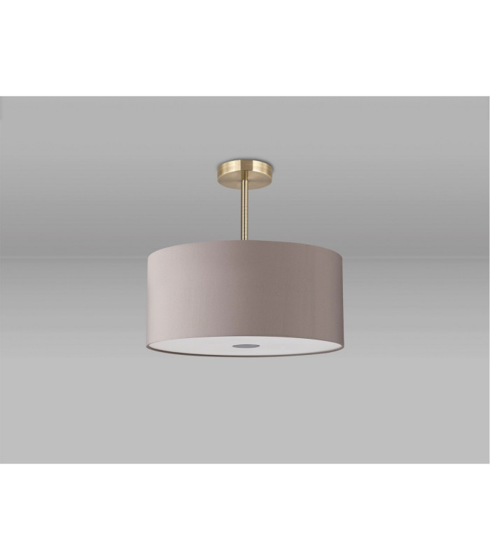 Baymont Antique Brass 3 Light E27 Semi Flush With 40cm x 18cm x 18cm Faux Silk Shade Grey/White Laminate-15