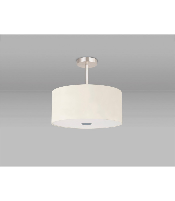 Baymont Satin Nickel 3 Light E27 Semi Flush With 40cm x 18cm Faux Silk Shade Ivory Pearl/White Laminate-13