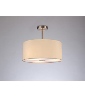 Baymont Satin Nickel 3 Light E27 Semi Flush With 40cm x 18cm Faux Silk Shade Ivory Pearl/White Laminate-2