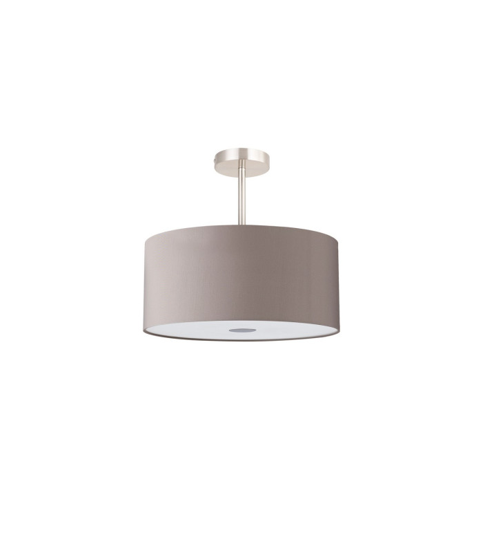 Baymont Satin Nickel 3 Light E27 Semi Flush With 40cm x 18cm x 18cm Faux Silk Shade Grey/White Laminate-4