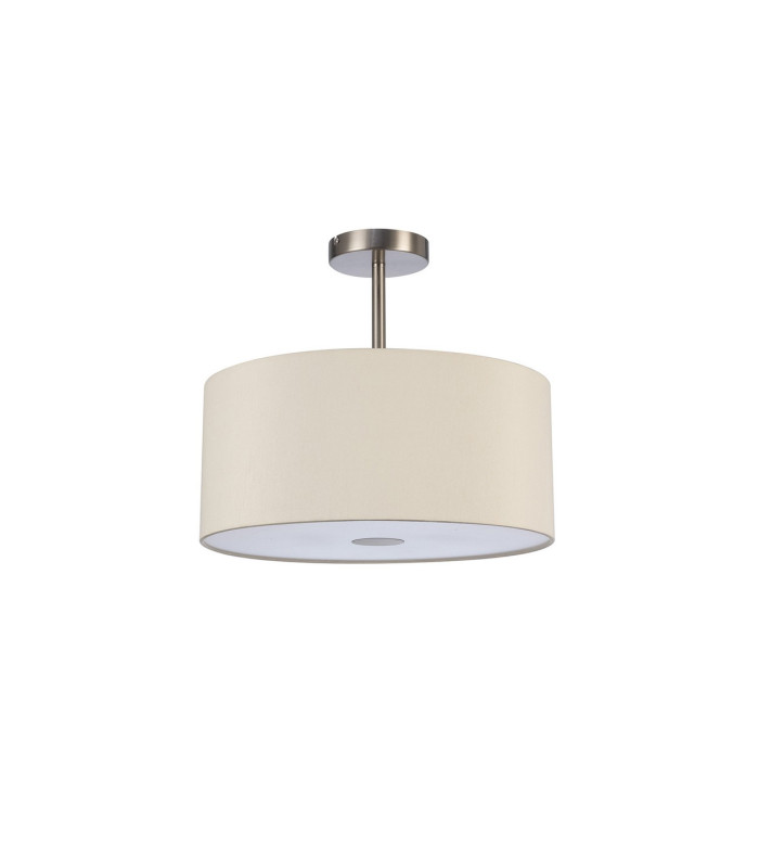 Baymont Satin Nickel 3 Light E27 Semi Flush With 40cm x 18cm Faux Silk Shade Ivory Pearl/White Laminate-4