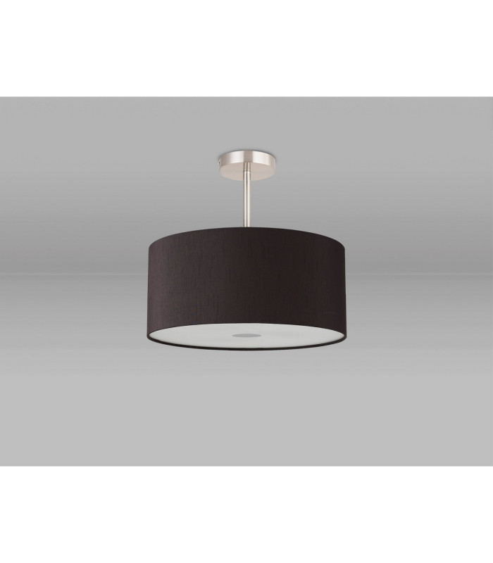 Baymont Satin Nickel 3 Light E27 Semi Flush With 40cm x 18cm x 18cm Faux Silk Shade Black/White Laminate-13
