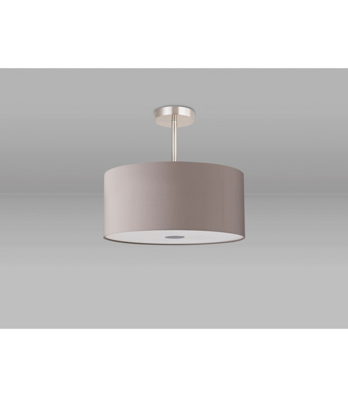 Baymont Satin Nickel 3 Light E27 Semi Flush With 40cm x 18cm x 18cm Faux Silk Shade Grey/White Laminate-13