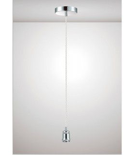 1.5m Suspension Kit 1 Light Polished Chrome, Clear Twisted Cable, E27 Max 60W, c, w Ceiling Bracket - 2