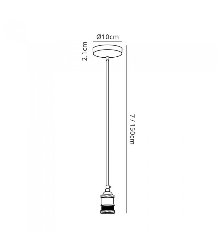 1.5m Suspension Kit 1 Light Polished Chrome, Clear Twisted Cable, E27 Max 60W, c, w Ceiling Bracket - 3