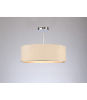 Baymont 45cm Polished Chrome 3 Light E27 Semi Flush Fixture With 4cm x 15cm Faux Silk Shade Ivory Pearl/White Laminate-2