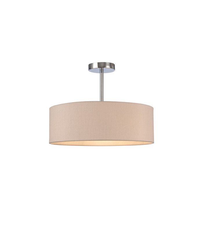 Baymont 45cm Polished Chrome 3 Light E27 Semi Flush Fixture With 4cm x 15cm Dual Faux Silk Shade Nude Beige/Moonlight-1