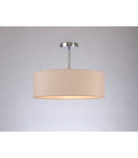 Baymont 45cm Polished Chrome 3 Light E27 Semi Flush Fixture With 4cm x 15cm Dual Faux Silk Shade Nude Beige/Moonlight-2