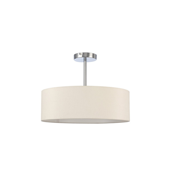 Baymont 45cm Polished Chrome 3 Light E27 Semi Flush Fixture With 4cm x 15cm Faux Silk Shade Ivory Pearl/White Laminate-4
