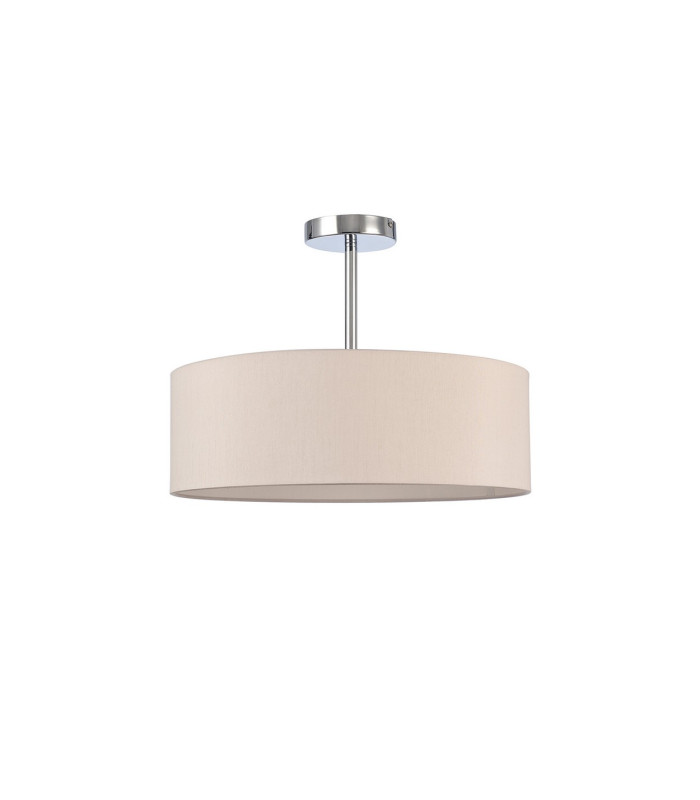 Baymont 45cm Polished Chrome 3 Light E27 Semi Flush Fixture With 4cm x 15cm Dual Faux Silk Shade Nude Beige/Moonlight-4