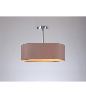 Baymont 45cm Polished Chrome 3 Light E27 Semi Flush Fixture With 4cm x 15cm Dual Faux Silk Shade Taupe/Halo Gold-2