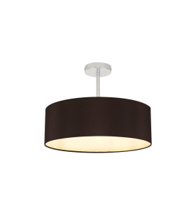 Baymont 45cm Polished Chrome 3 Light E27 Semi Flush Fixture With 4cm x 15cm Faux Silk Shade Black-1