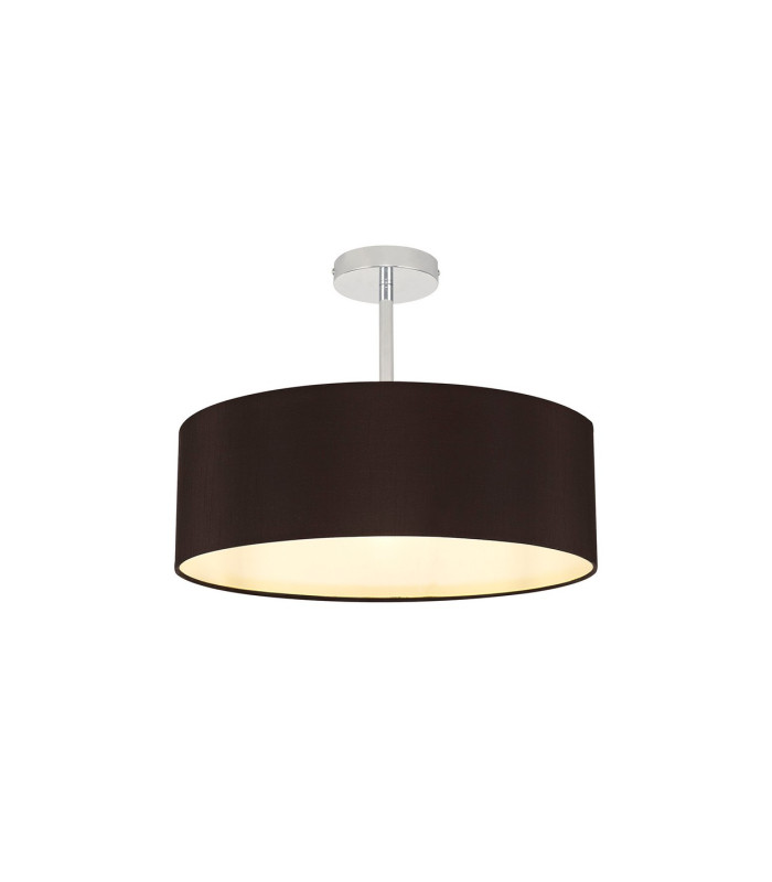 Baymont 45cm Polished Chrome 3 Light E27 Semi Flush Fixture With 4cm x 15cm Faux Silk Shade Black-1