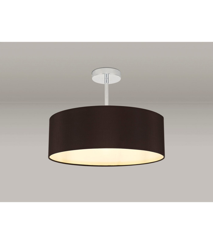 Baymont 45cm Polished Chrome 3 Light E27 Semi Flush Fixture With 4cm x 15cm Faux Silk Shade Black-2