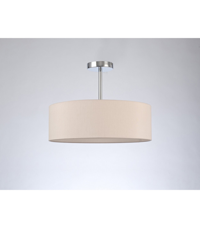 Baymont 45cm Polished Chrome 3 Light E27 Semi Flush Fixture With 4cm x 15cm Dual Faux Silk Shade Nude Beige/Moonlight-11