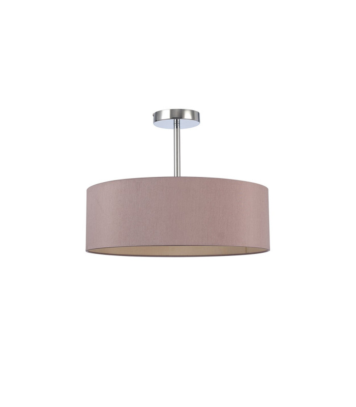 Baymont 45cm Polished Chrome 3 Light E27 Semi Flush Fixture With 4cm x 15cm Dual Faux Silk Shade Taupe/Halo Gold-4