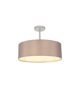 Baymont 45cm Polished Chrome 3 Light E27 Semi Flush Fixture With 4cm x 15cm Faux Silk Shade Grey-1