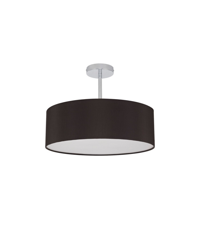 Baymont 45cm Polished Chrome 3 Light E27 Semi Flush Fixture With 4cm x 15cm Faux Silk Shade Black-4