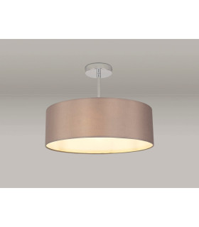 Baymont 45cm Polished Chrome 3 Light E27 Semi Flush Fixture With 4cm x 15cm Faux Silk Shade Grey-2