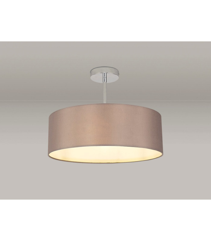Baymont 45cm Polished Chrome 3 Light E27 Semi Flush Fixture With 4cm x 15cm Faux Silk Shade Grey-2