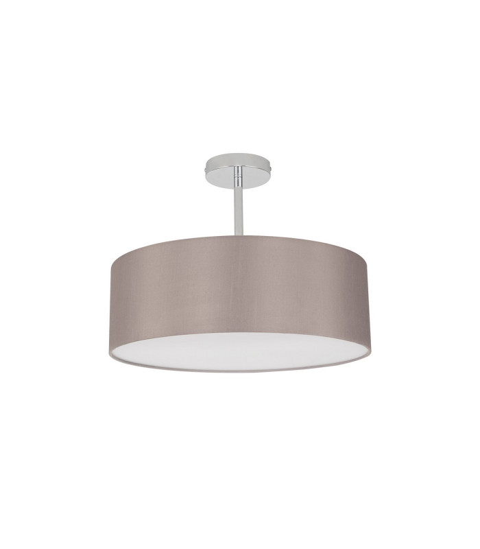Baymont 45cm Polished Chrome 3 Light E27 Semi Flush Fixture With 4cm x 15cm Faux Silk Shade Grey-4