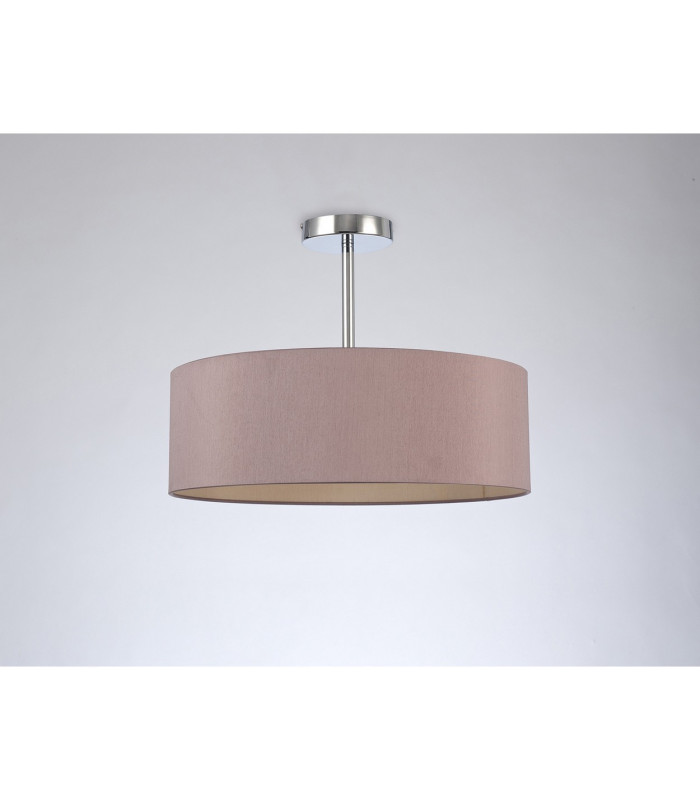 Baymont 45cm Polished Chrome 3 Light E27 Semi Flush Fixture With 4cm x 15cm Dual Faux Silk Shade Taupe/Halo Gold-11