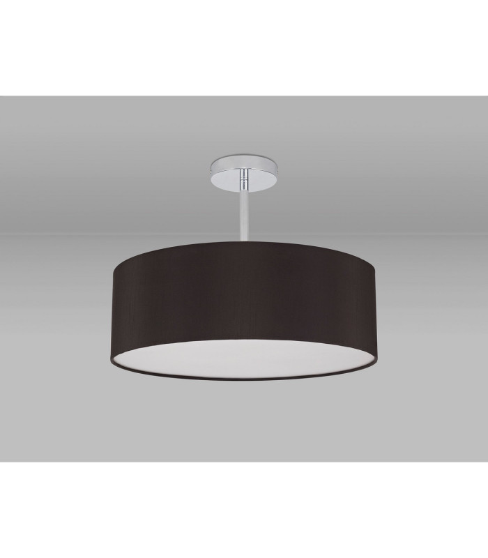 Baymont 45cm Polished Chrome 3 Light E27 Semi Flush Fixture With 4cm x 15cm Faux Silk Shade Black-11