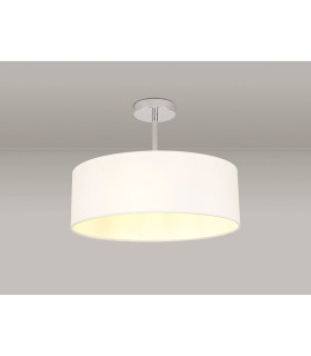 Baymont 45cm Polished Chrome 3 Light E27 Semi Flush Fixture With 4cm x 15cm Faux Silk Shade White-2