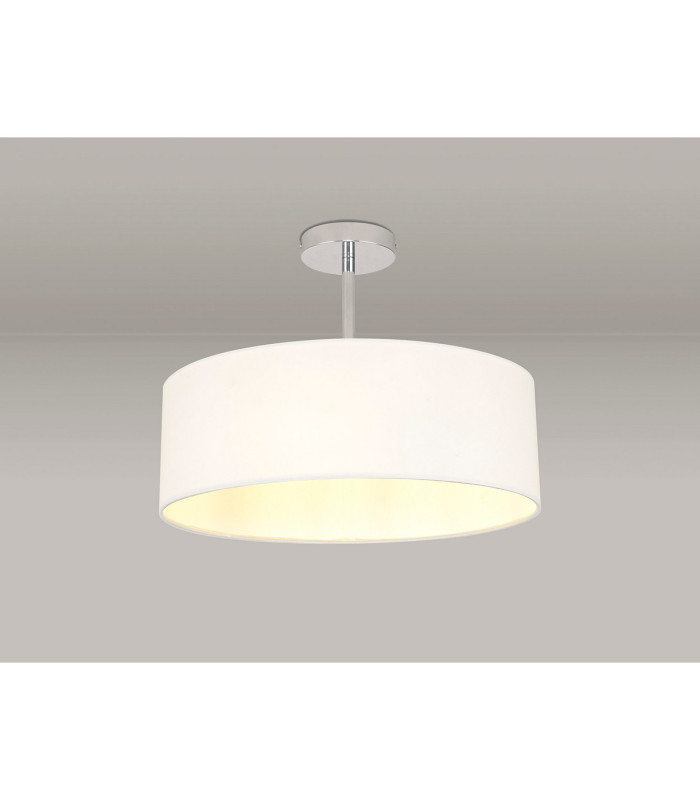 Baymont 45cm Polished Chrome 3 Light E27 Semi Flush Fixture With 4cm x 15cm Faux Silk Shade White-2