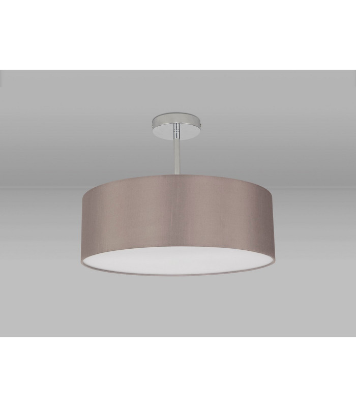 Baymont 45cm Polished Chrome 3 Light E27 Semi Flush Fixture With 4cm x 15cm Faux Silk Shade Grey-11