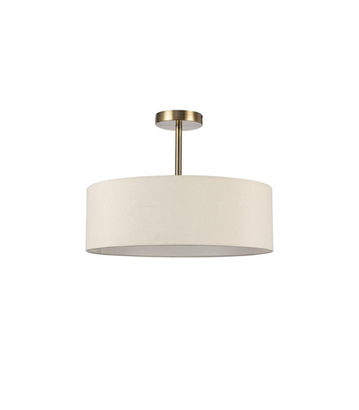 Baymont Antique Brass 3 Light E27 Semi Flush Fixture With 45cm x 15cm Faux Silk Shade Ivory Pearl/White Laminate-4