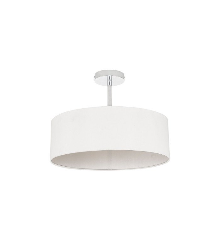 Baymont 45cm Polished Chrome 3 Light E27 Semi Flush Fixture With 4cm x 15cm Faux Silk Shade White-4