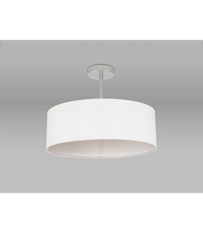 Baymont 45cm Polished Chrome 3 Light E27 Semi Flush Fixture With 4cm x 15cm Faux Silk Shade White-11